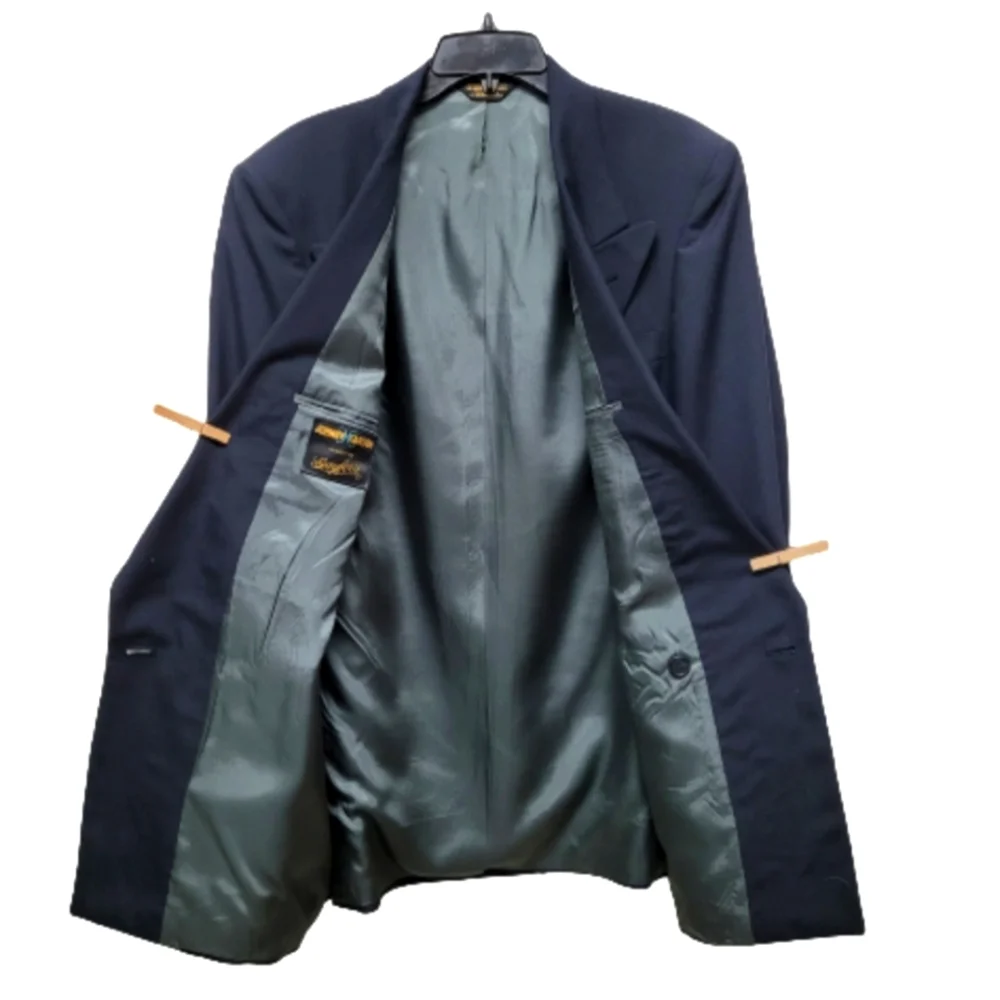 🔥 VINTAGE Johnny Carson Navy Double Breasted Sports Coat 💙💙💙 - Picture 3 of 8